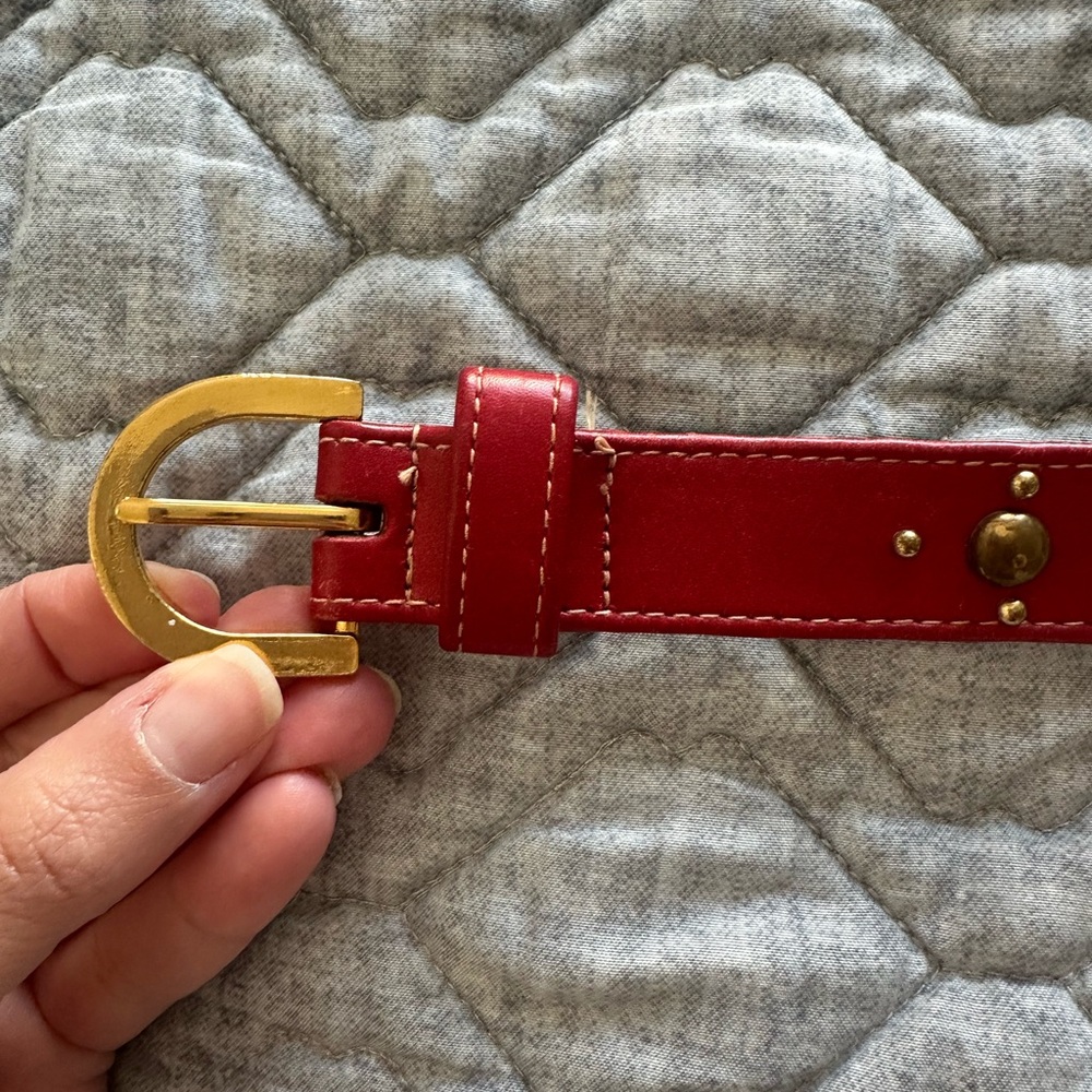 YSL Elegant Red Leather Belt